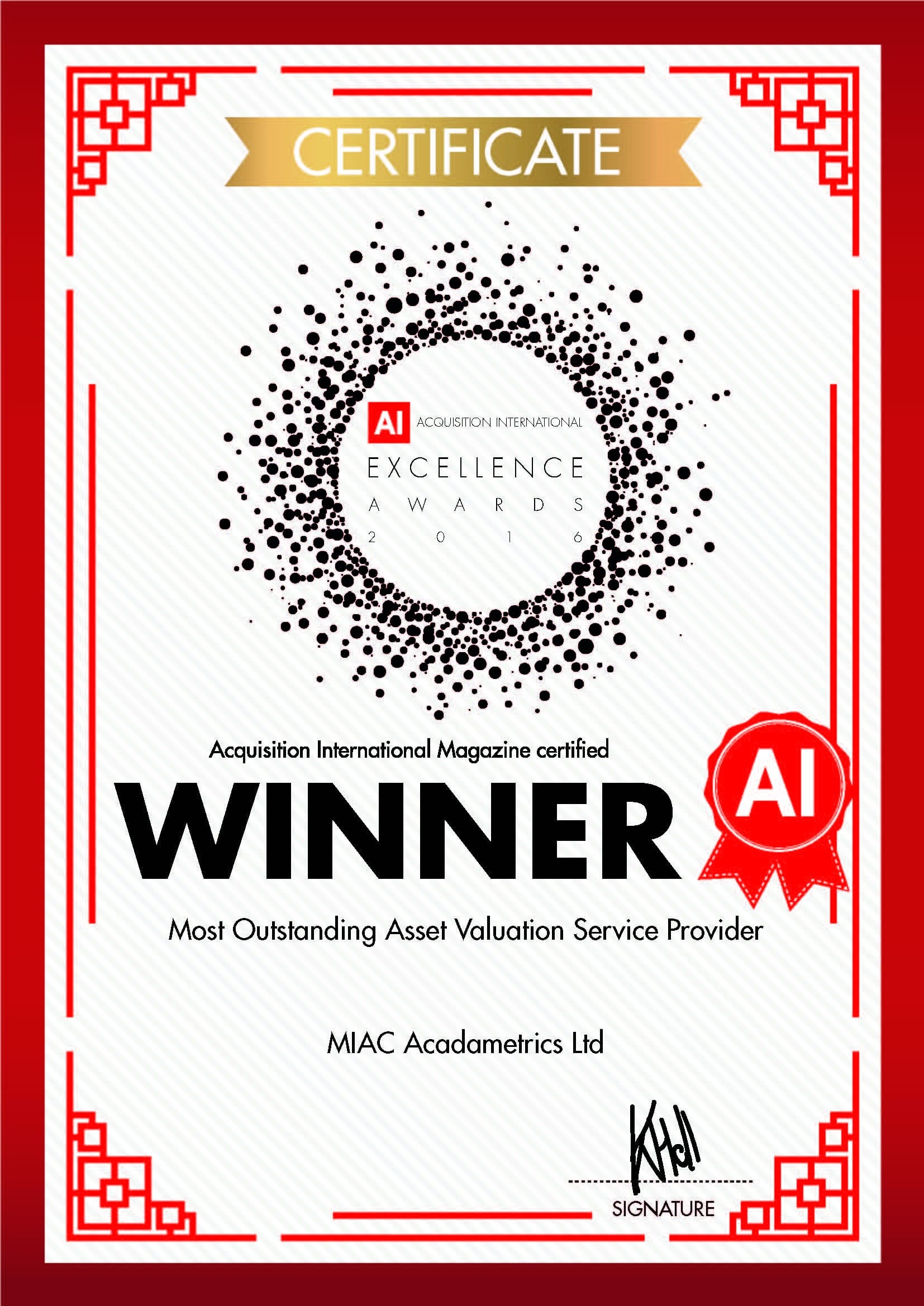 MIAC Acadametrics recognised in the Acquisition International Excellence Award 2016